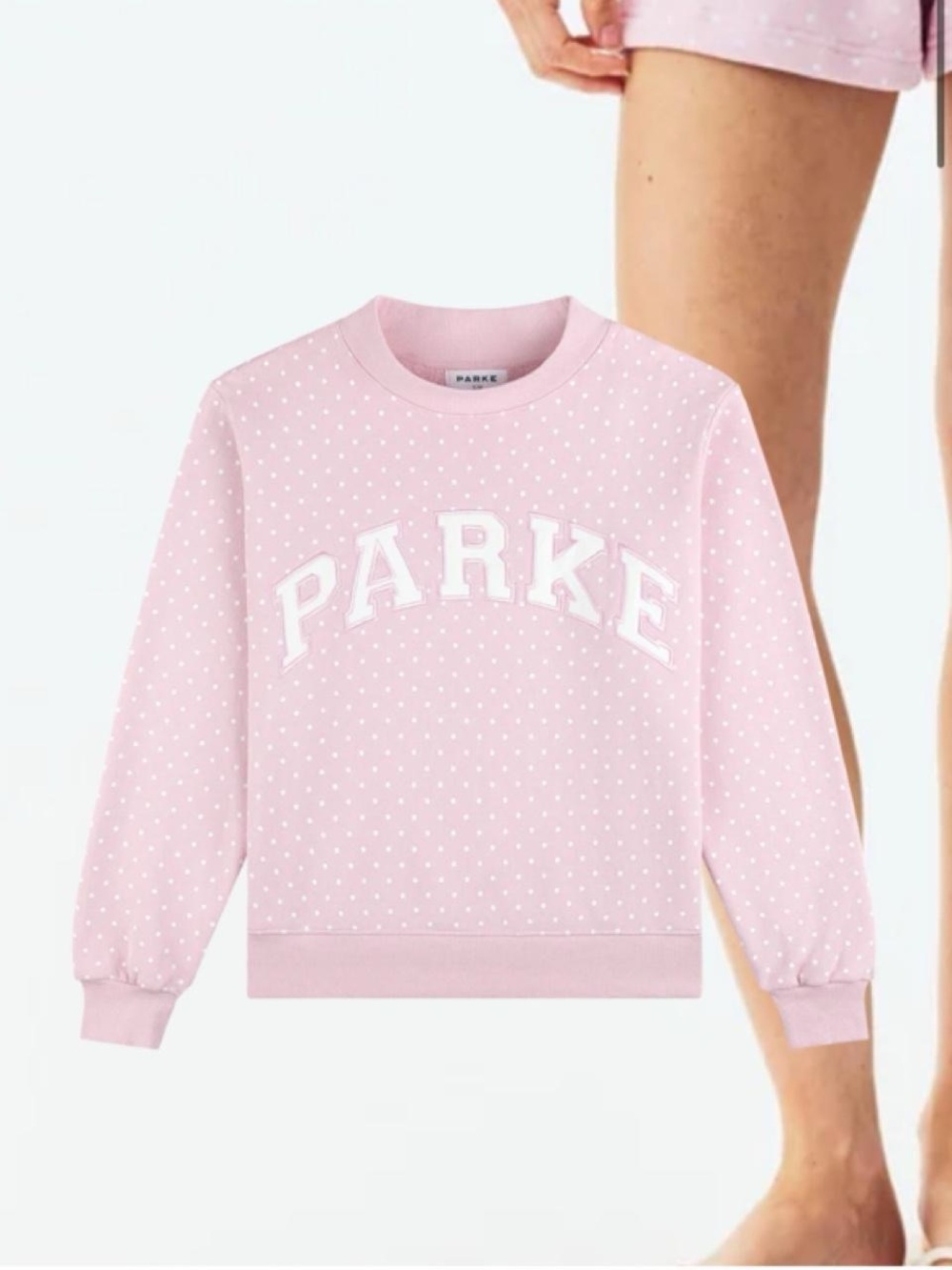 Parke Light Pink Polka Dot Crewneck Sweatshirt